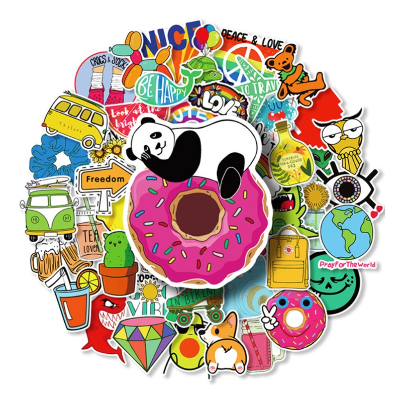Bộ 50 Sticker Hoạt Hình Dán Trang Trí Laptop Ván Trượt