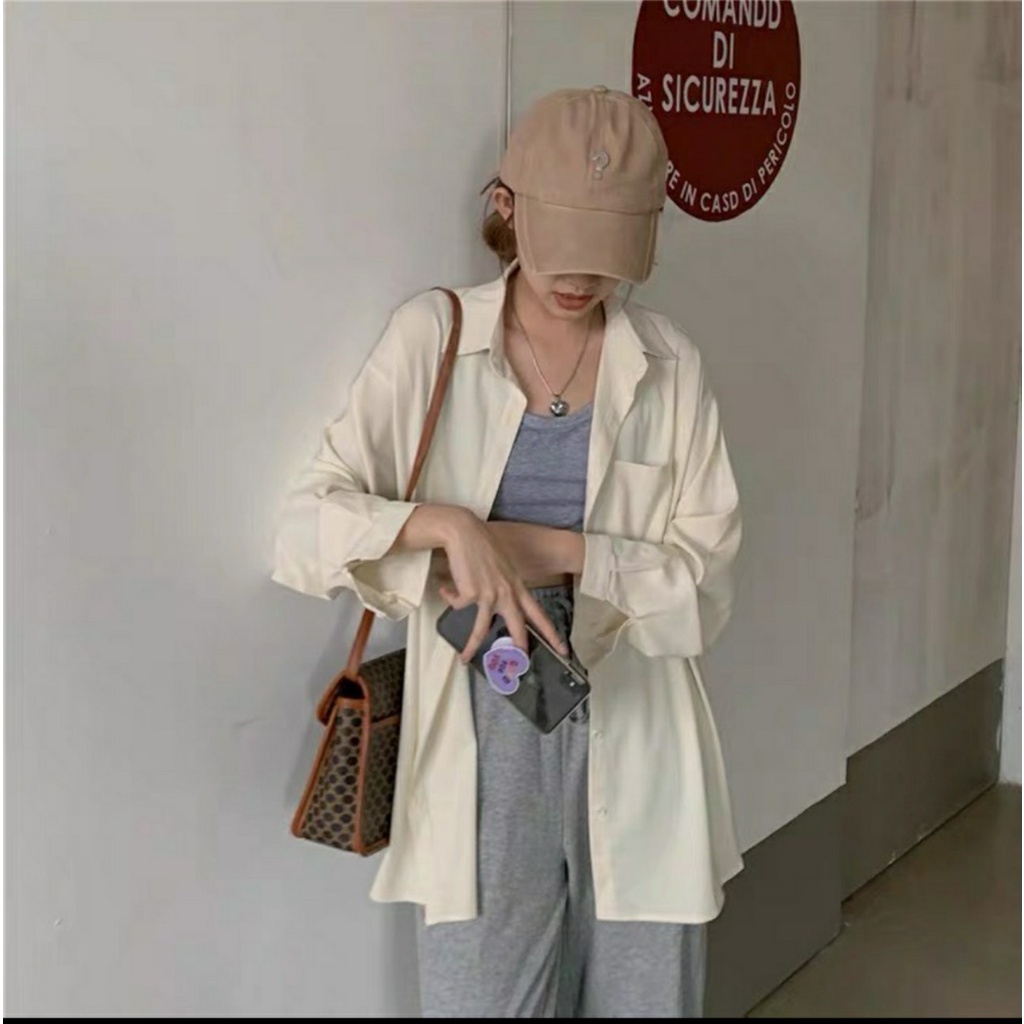 Áo Sơ Mi Lụa Trượt Ulzang Bảng Màu Hot