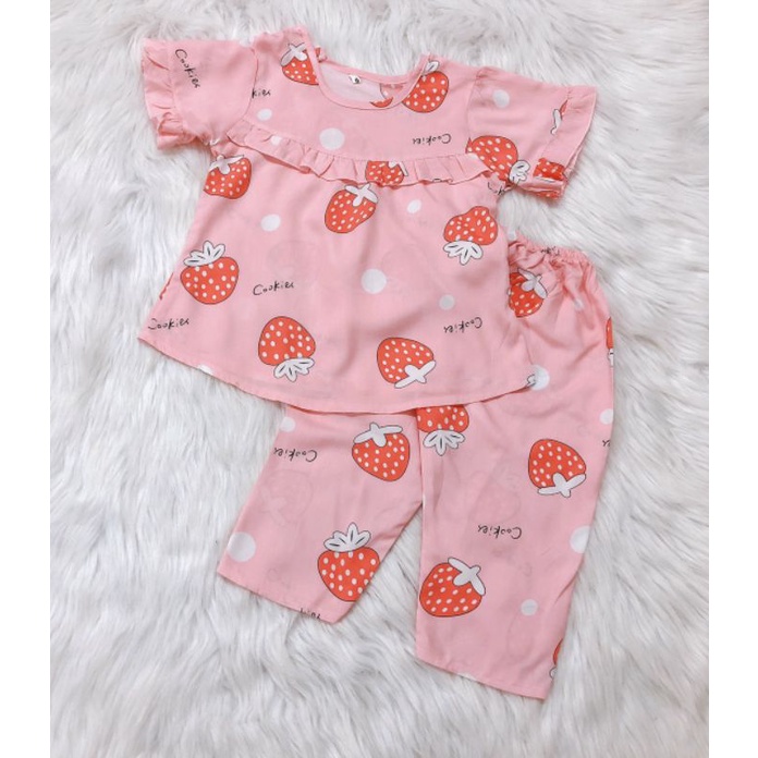 size 6,8,10,12,S - BỘ TAY NGẮN QUẦN DÀI BÉ GÁI, TOLE 2 DA LOẠI 1