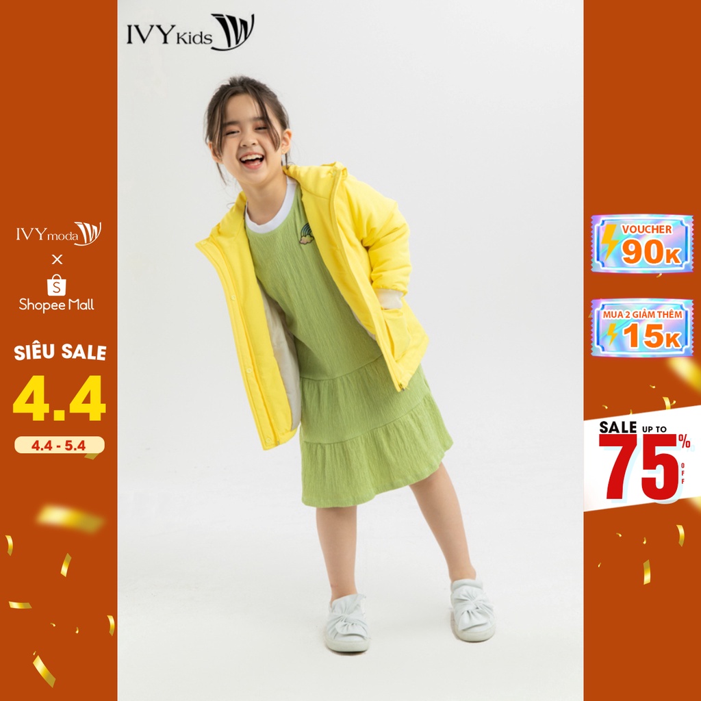 [NHẬP WABRTL5 GIẢM 10% TỐI ĐA 50K ĐH 250K ]Áo khoác phao cổ mũ bé gái IVY moda MS 70G0781