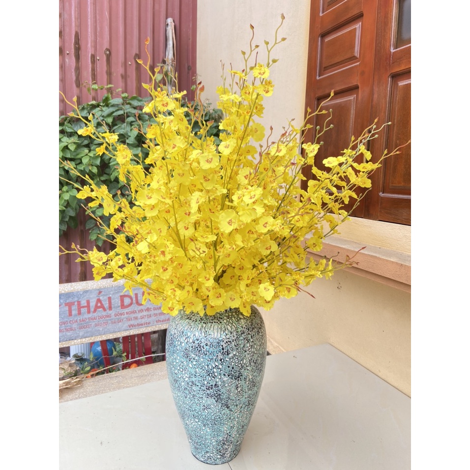 Hoa Giả - Hoa Lan Vũ Nữ cành dài 1 mét, 8 nhánh - Bông lụa cao cấp loại 1, Trang trí nhà cửa, sang trọng