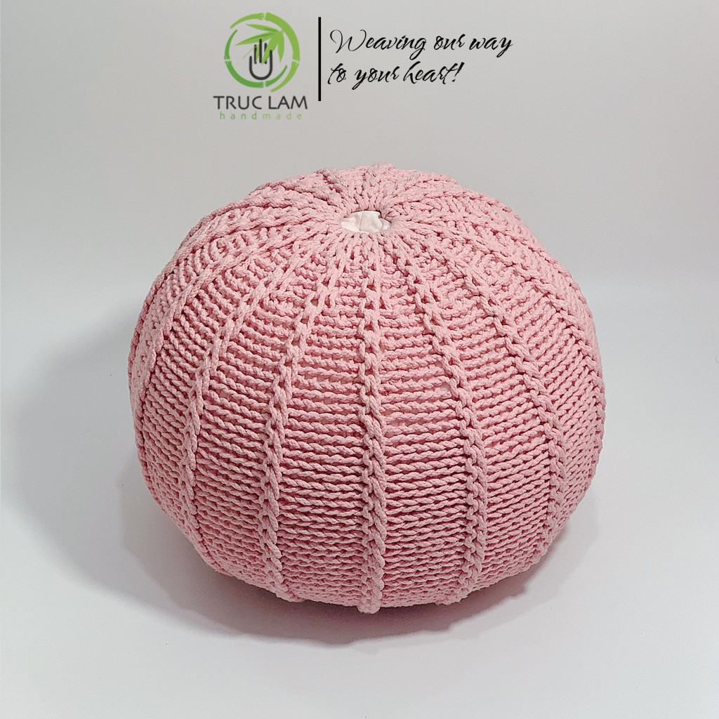 Đệm Lười Nhồi Hạt Xốp Vỏ Đan Len Móc Thủ Công B Trúc Lâm Handmade