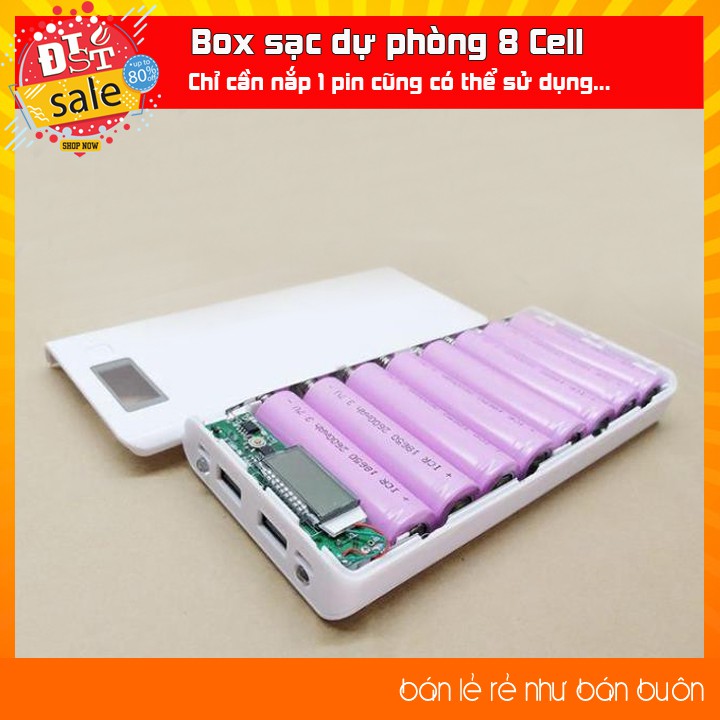 ✅ [RẺ NHẤT VIỆT NAM] ⚡ Box sạc dự phòng 8 khe pin dùng pin 18650. Hình thức đẹp