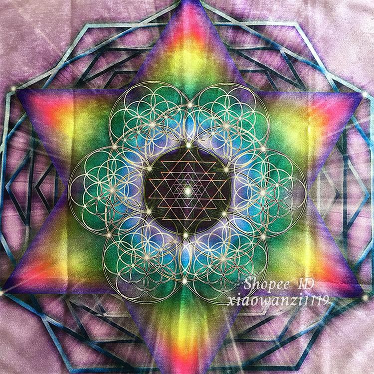 Tấm Vải Họa Tiết Mandala Hexagram Chuyên Dụng Cho Bài Tarot