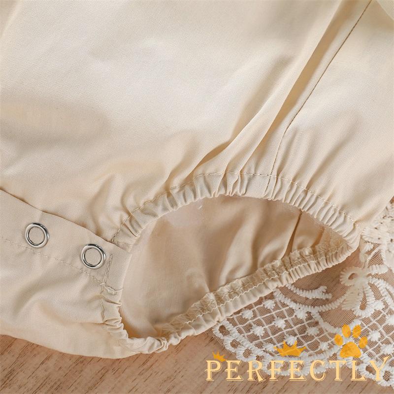 PEF-Baby Girls Summer Romper, Plain Floral Lace Embroidery Skirt Layered Adjustable Straps Snap Triangle-Bottom