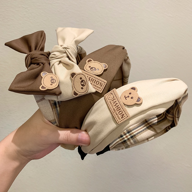 Băng Đô Vải Kaki Đính Nơ Phong Cách retro Cho Nữ