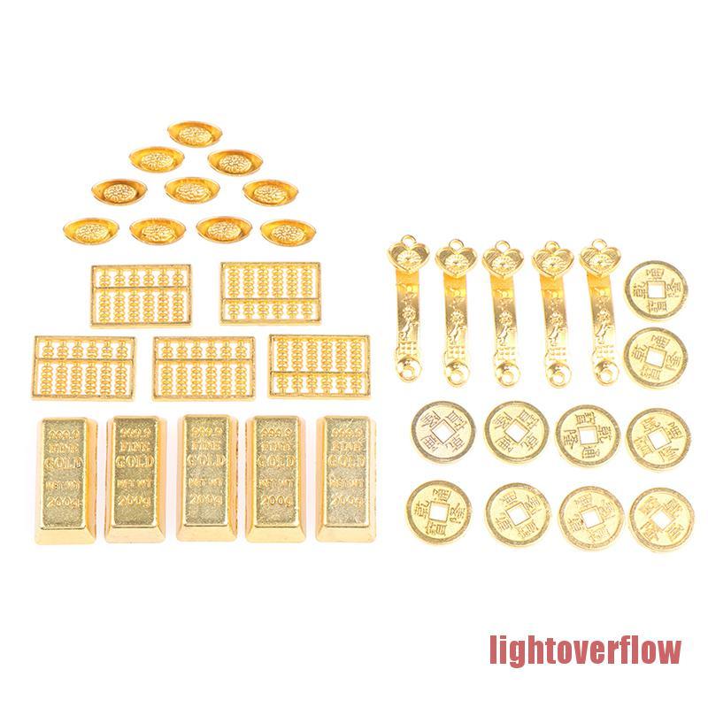 Set 5/10 mô hình thỏi vàng trang trí nhà búp bê tỉ lệ 1:12