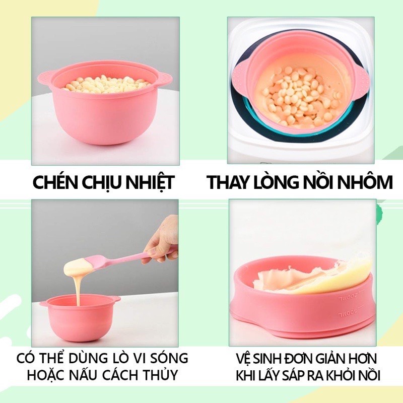 Chén nấu sáp wax lông cách thủy, lò vi sóng dễ vệ sinh thay thế lòng nồi thường 400ml