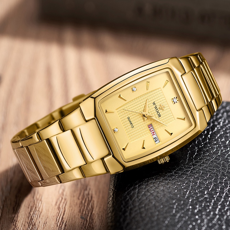 Wwoor Đồng Hồ Quartz Mặt Vuông Chống Thấm Nước Sang Trọng Thời Trang Công Sở Cho Nam Montre Femme-8837