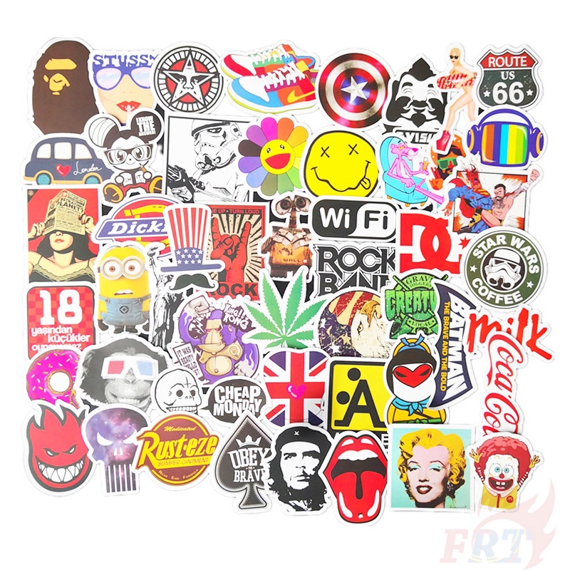 ❉ Cartoon &amp; Fashion Brand - Series 01 Mixed Graffiti Stickers ❉ 50Pcs/Set DIY Fashion Luggage Laptop Skateboard Decals Doodle Stickers