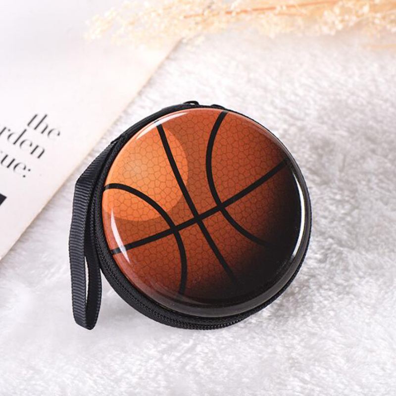 Túi khóa kéo đựng tiền xu thiết kế hình quả bóng đá bóng rổ kiểu dáng mini tiện dụng