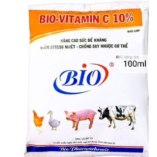 1 gói Bio vitamin C 10% 100 gram đề kháng cho vật nuôi
