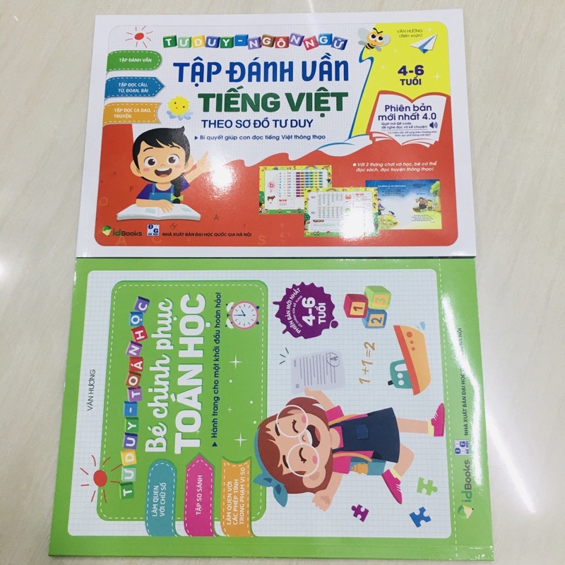 Combo Tập đánh vần tiếng Việt và Chinh phục toán học cho bé từ 4-6 tuổi