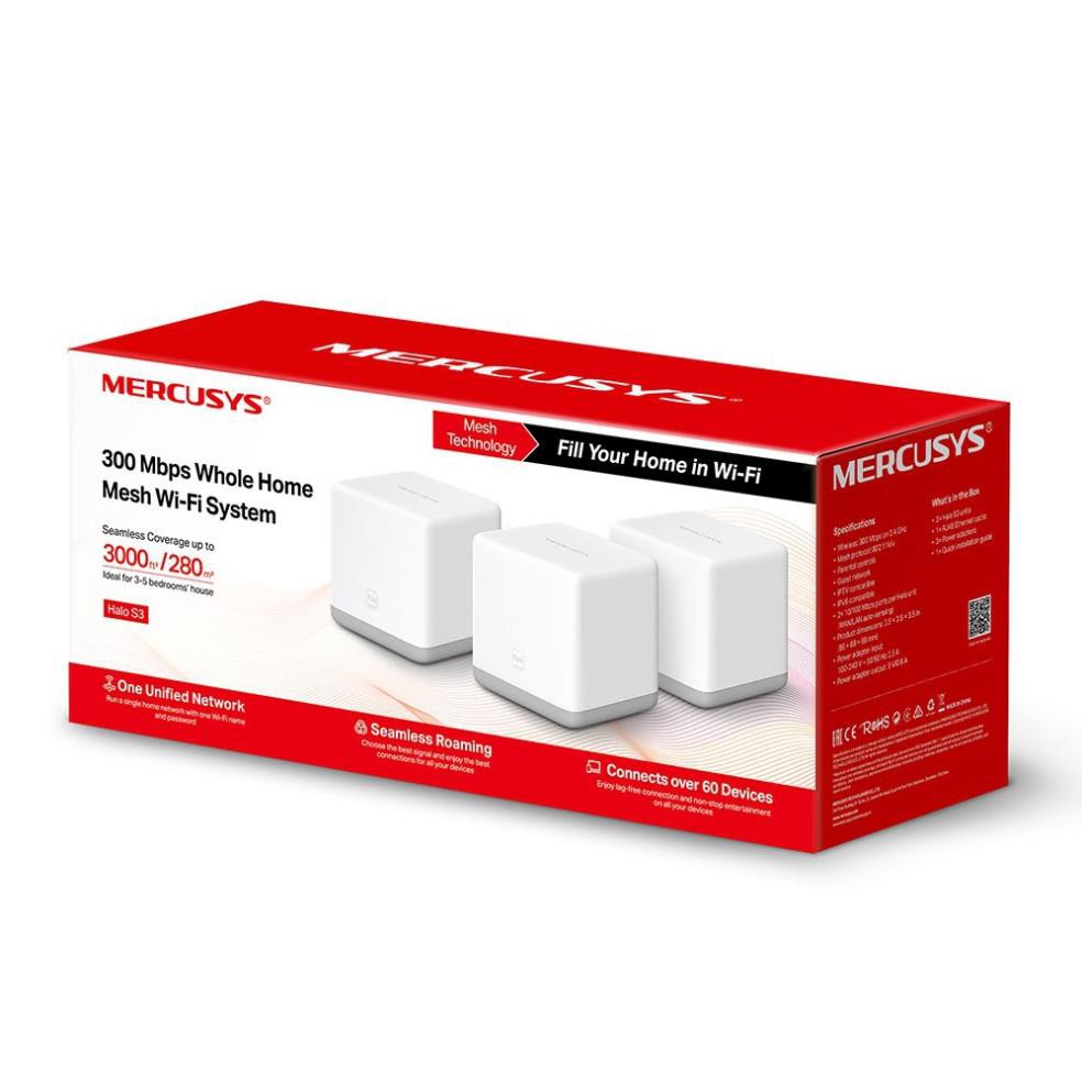 Hệ thống Mesh wifi Mercusys Halo S3(3-pack)