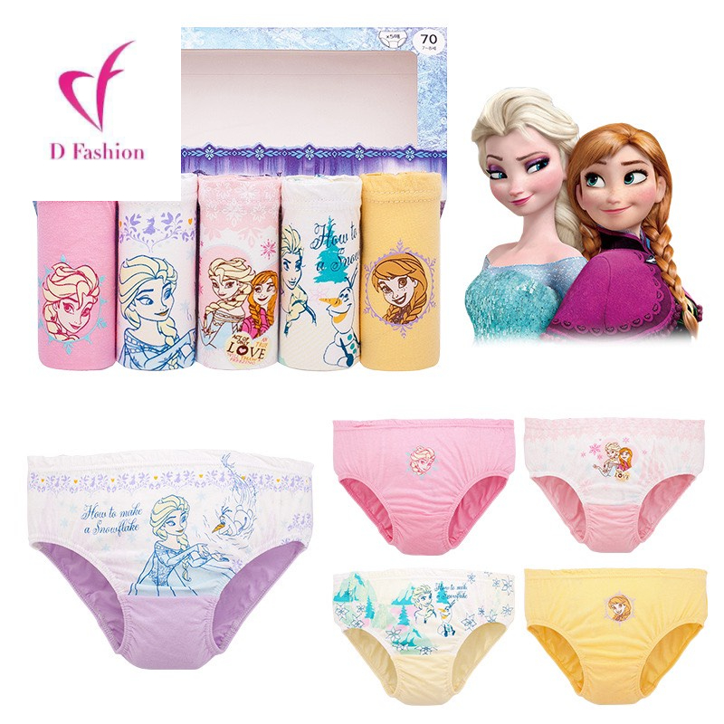 HLQ093 Set 5 quần chip cotton công chúa elsa bé gái hàng nhập 1-12Y - giá 170k