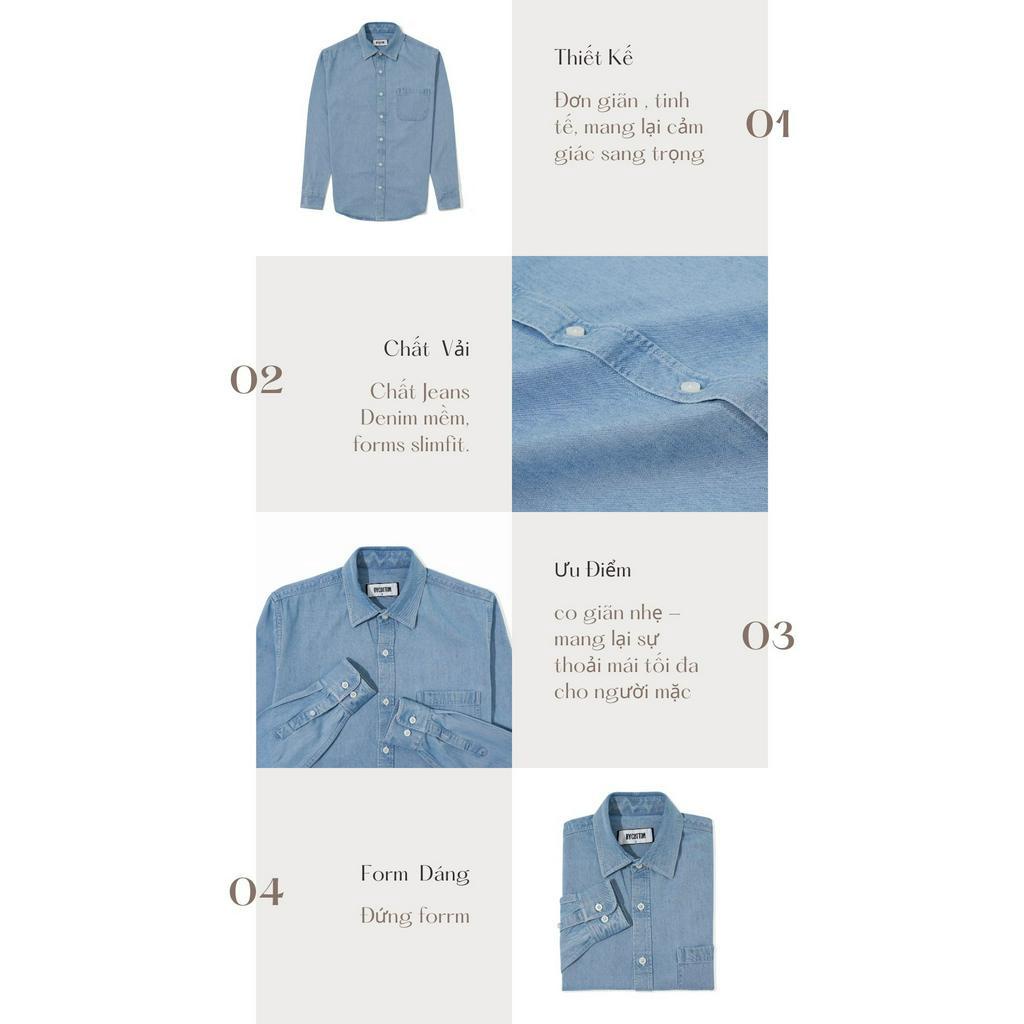 Áo Sơ Mi Nam Cao Cấp Trơn Denim Shirt BY COTTON