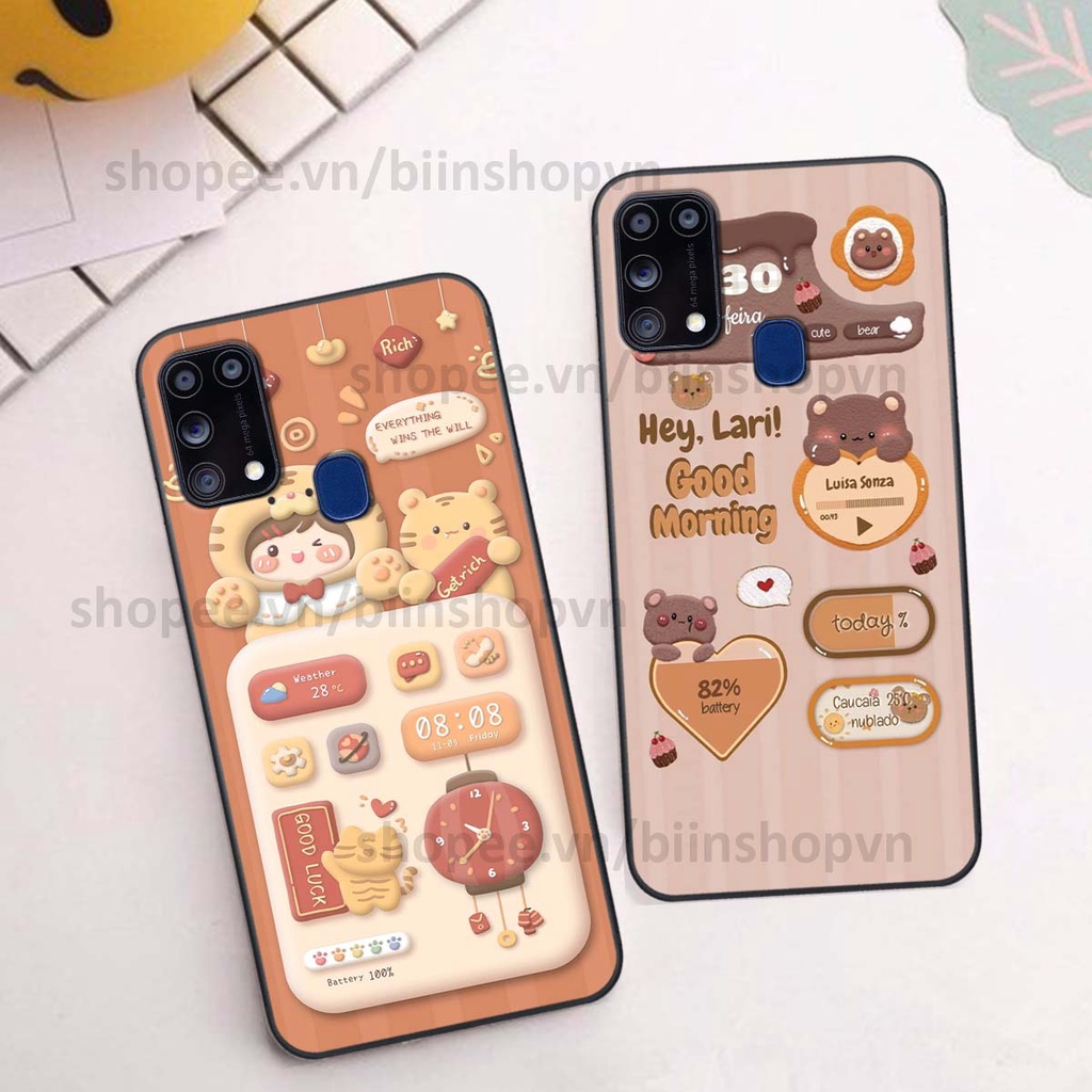 Ốp Samsung M31 in 3D icon gấu nổi siêu xinh, siêu đáng yêu, cá tính phong cách