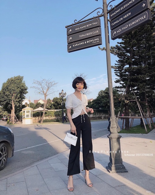 BÁN SỈ SET ÁO RÚT DÂY NGỰC + QUẦN LOE CÁ TÍNH