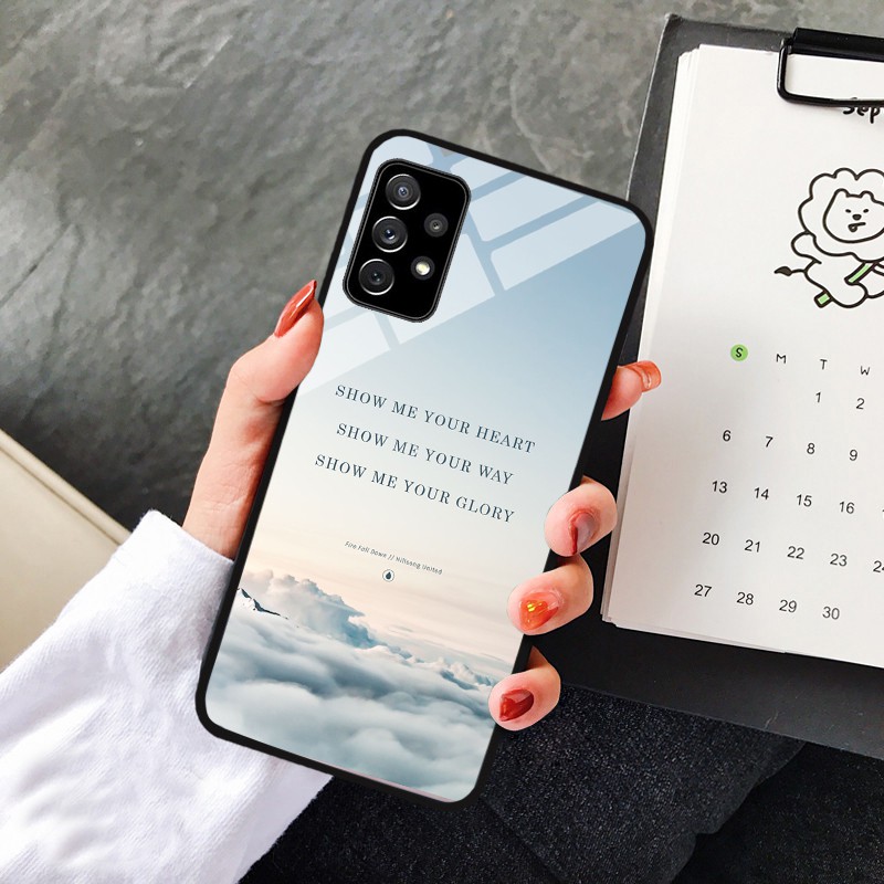 Ốp Samsung Galaxy A12, A32, A52, A72 Lưng kính cường lực cao cấp, Sáng bóng