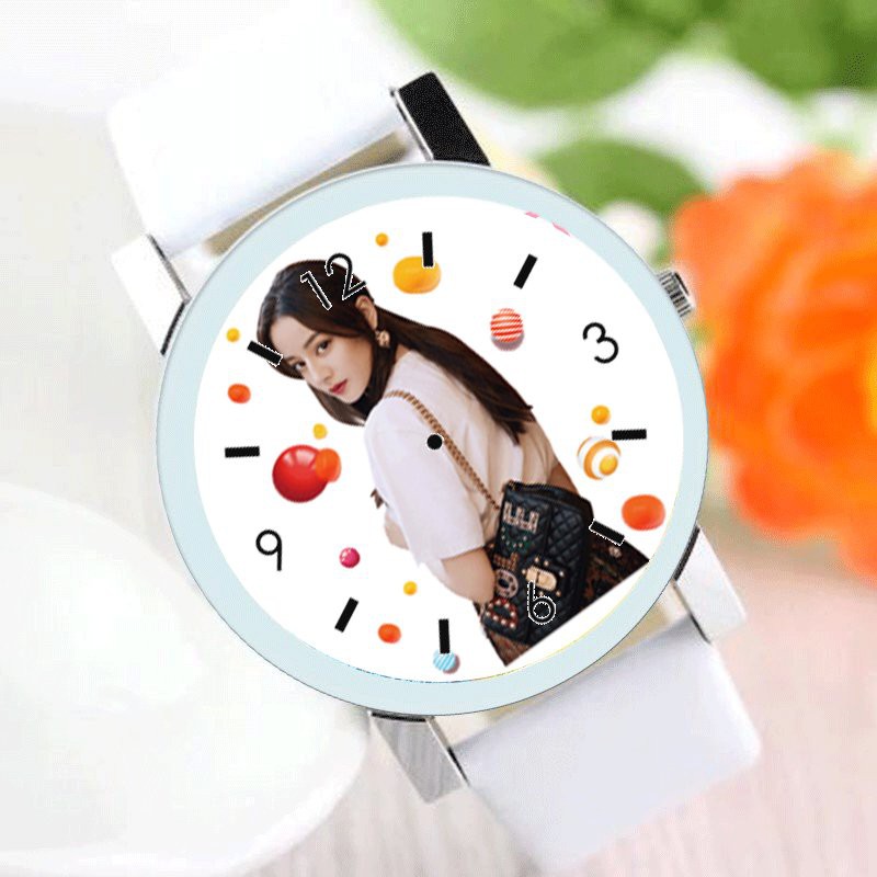 Đồng hồ đeo tay nam nữ in hình ĐỊCH LỆ NHIỆT BA idol diễn viễn hoa ngữ tiện lợi thời trang