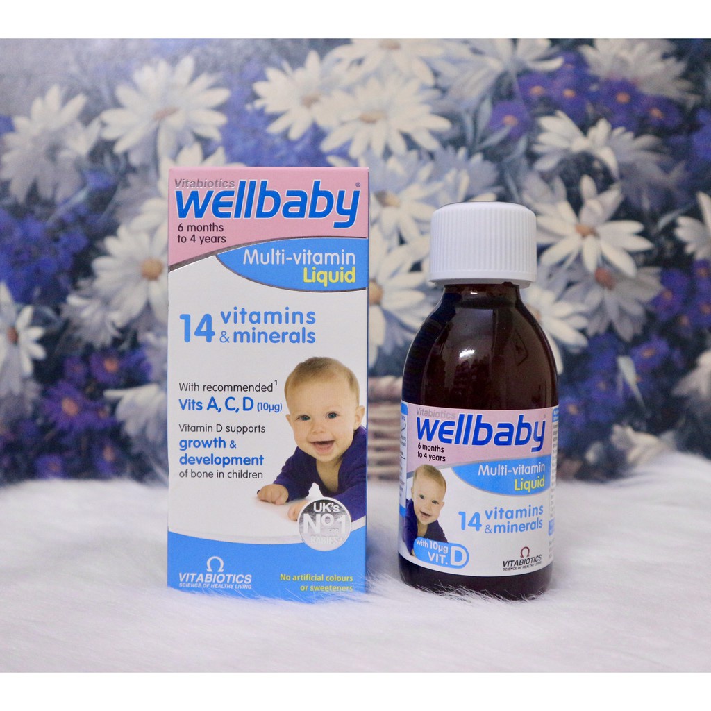 Vitamin tổng hợp Wellbaby Multi-vitamin Liquid 150ml tăng đề kháng, miễn dịch cho trẻ 6M - Herbaby