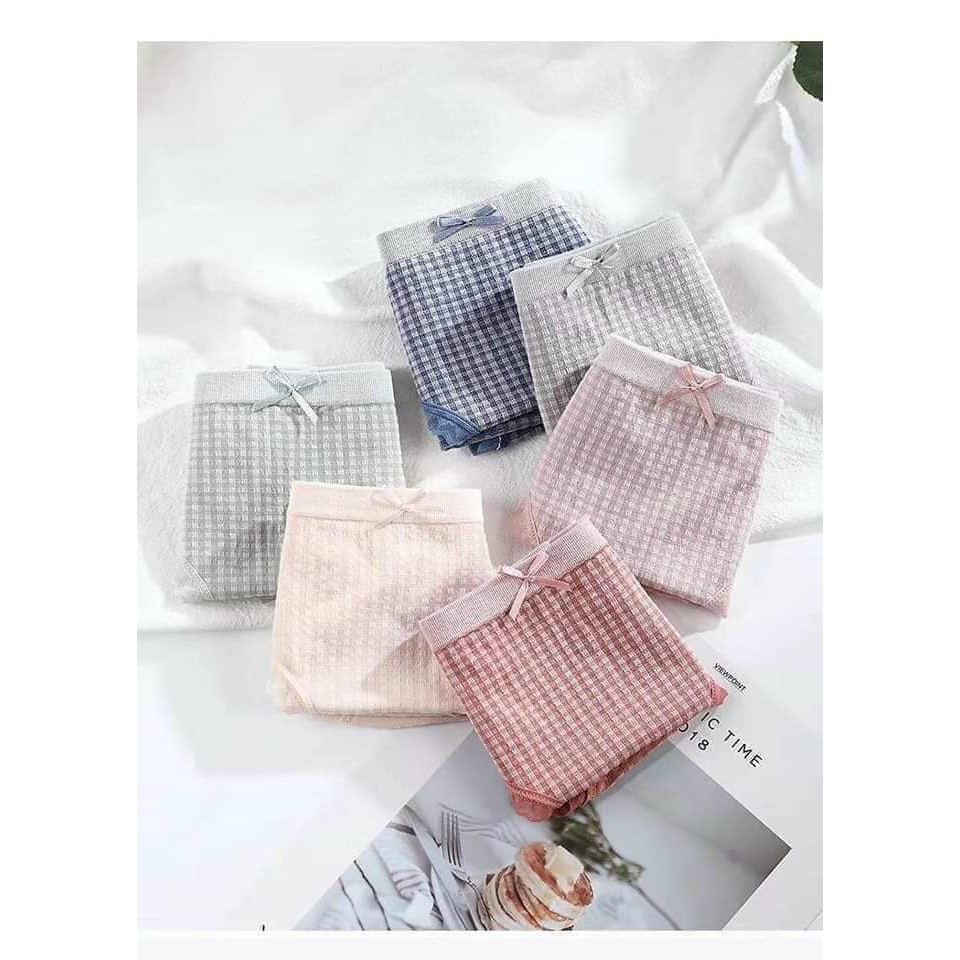 Combo 5 quần chíp nữ kháng khuẩn kẻ caro | BigBuy360 - bigbuy360.vn