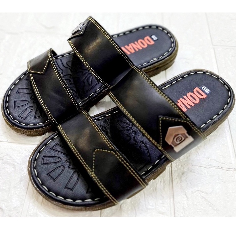 [SALE SẬP SÀN] Dép Da Bò Quai Ngang Nam Hai Quai Có Khuy Chống Gỉ D.2qc