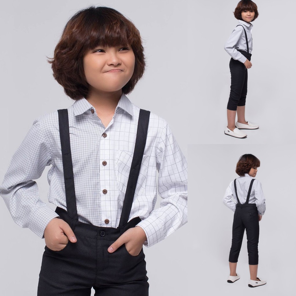 Áo sơ mi bé trai tay dài họa tiết để đi tiệc và đi chơi Jadiny
