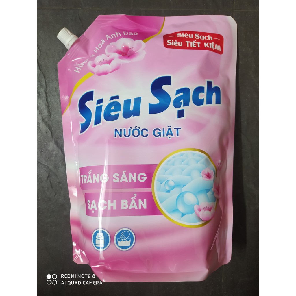 Túi nước giặt Lix Siêu Sạch 2.4kg hương Hoa Anh Đào- Thơm lâu, sạch trắng