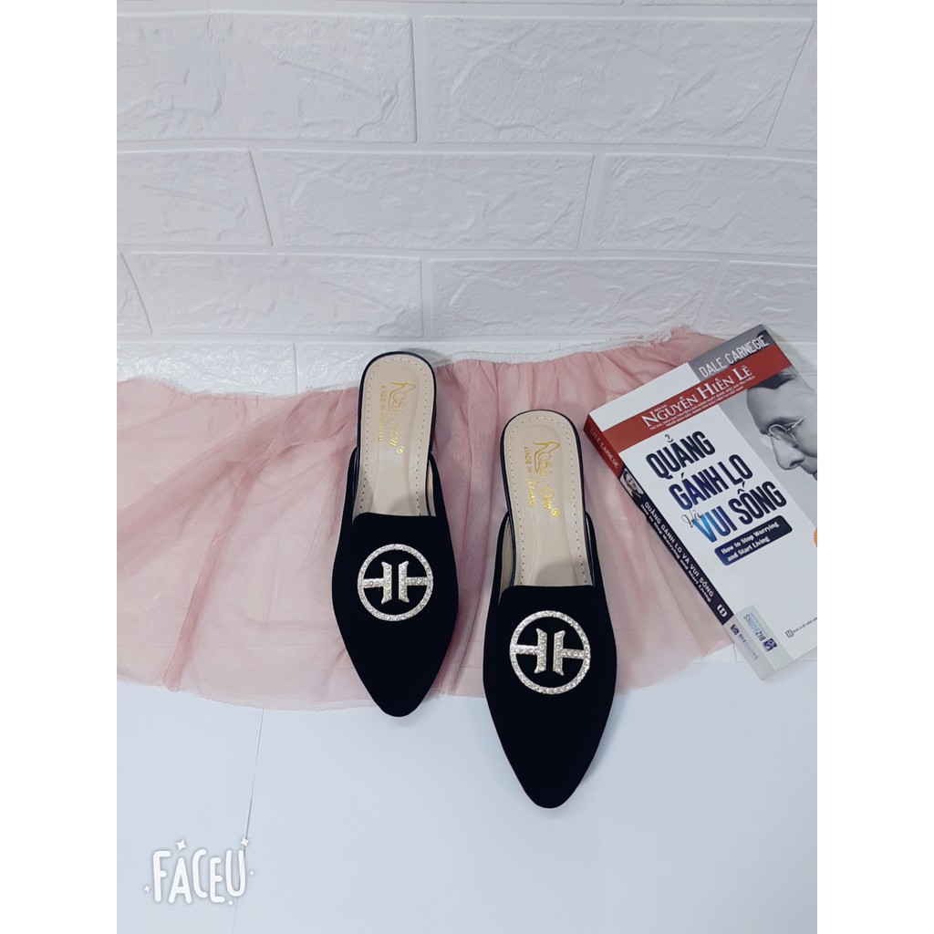 Giày Sục nữ - Sục nhung khóa đá lấp lánh | BigBuy360 - bigbuy360.vn