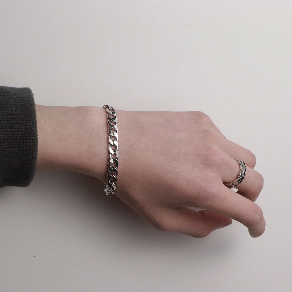 Vòng Tay Chất Liệu Thép Titan Thiết Kế Đơn Giản Phong Cách Retro