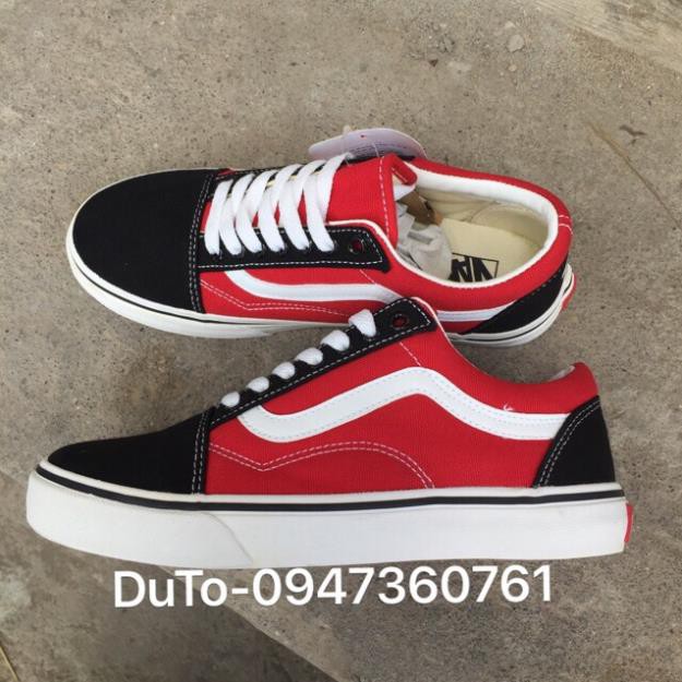 G [ SALE SỐC-SẴN HÀNG] Giày vans old skool pha đỏ đen size 36->43 :)) * ! ₁ ˇ