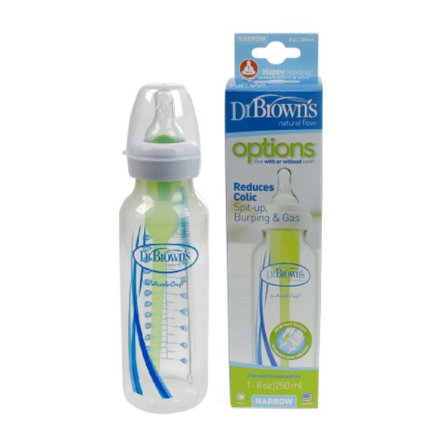 Bình sữa cổ thường Dr Brown Option nhựa PP - Made in USA (60ml , 120ml, 250ml)
