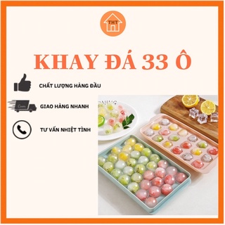 Khay Làm Đá 33 Viên Tròn, Khuôn Làm Đá Có Nắp Bi Tròn