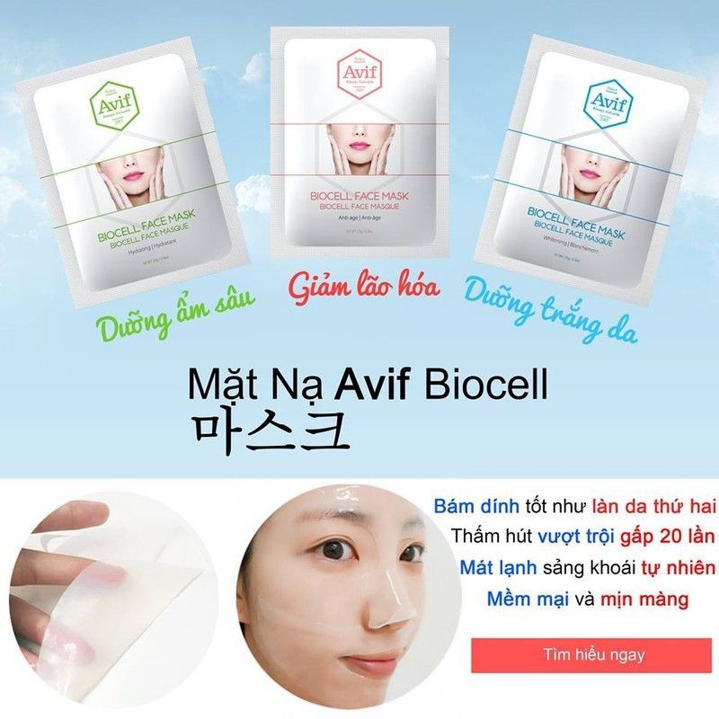 [CHÍNH HÃNG] Mặt Nạ nước dừa Dưỡng Da Cao Cấp Avif Biocell Face Mask