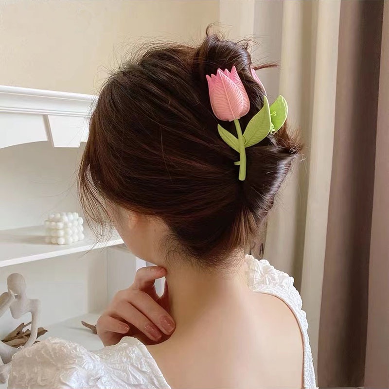Kẹp Tóc Hình Hoa Tulip Bằng Nhựa Thời Trang Cho Nữ