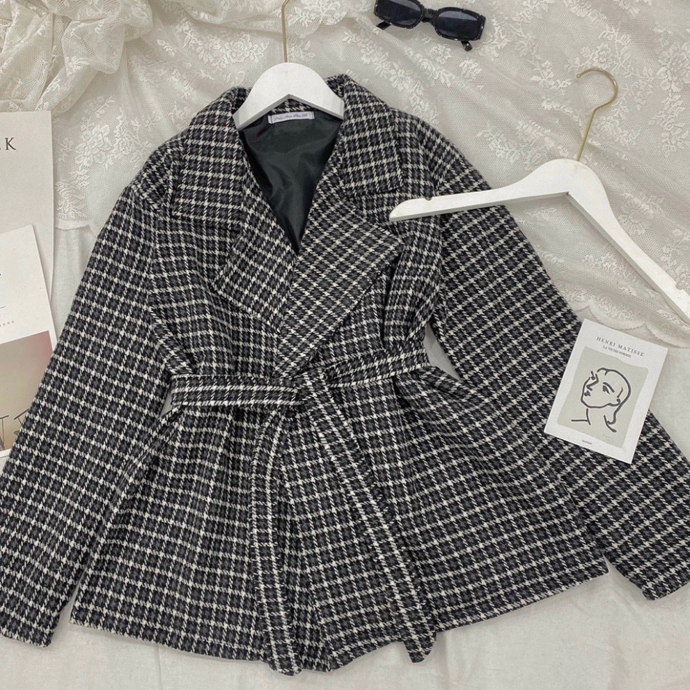 Áo Dạ Nữ, Cổ Vest Kèm Đai Vải Dạ 2 Lớp Dầy Dặn Siêu Sang Chảnh - HÀNG MỚI VỀ | BigBuy360 - bigbuy360.vn