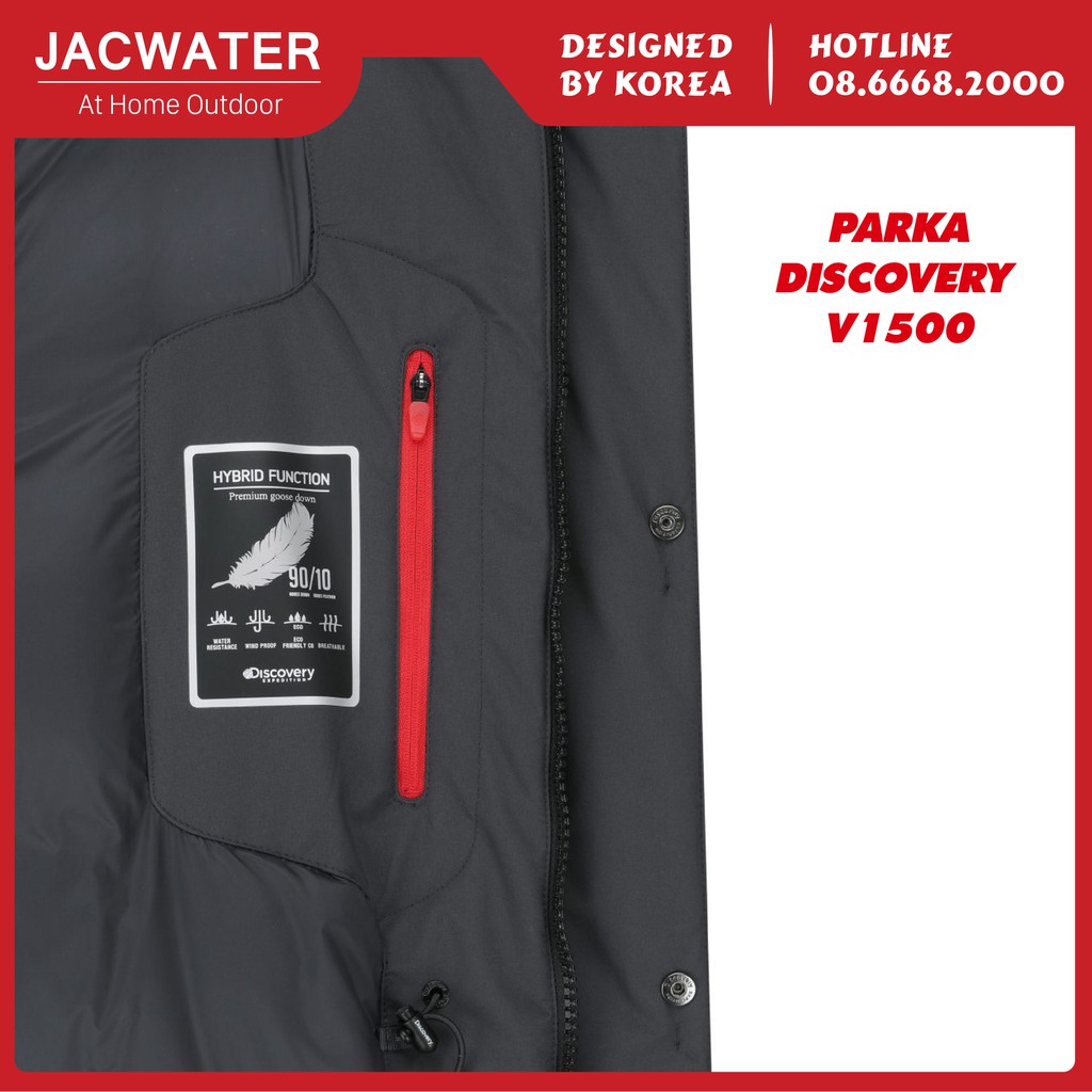 Áo khoác nam lông vũ dáng dài, parka dày dặn chống tuyết thời trang Hàn Quốc JACWATER V1500