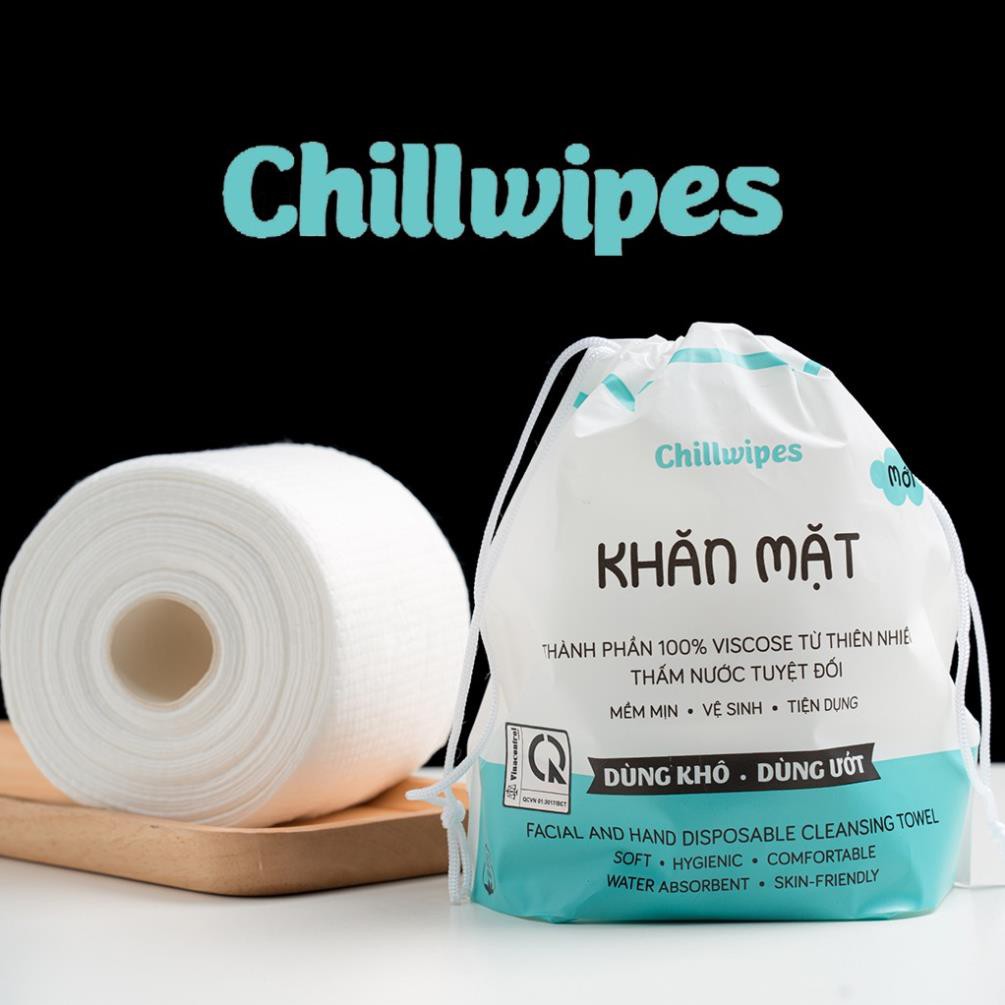 Khăn mặt khô Chillwipes dùng 1 lần lau khô, lau ướt - Giấy lau mặt dùng một lần