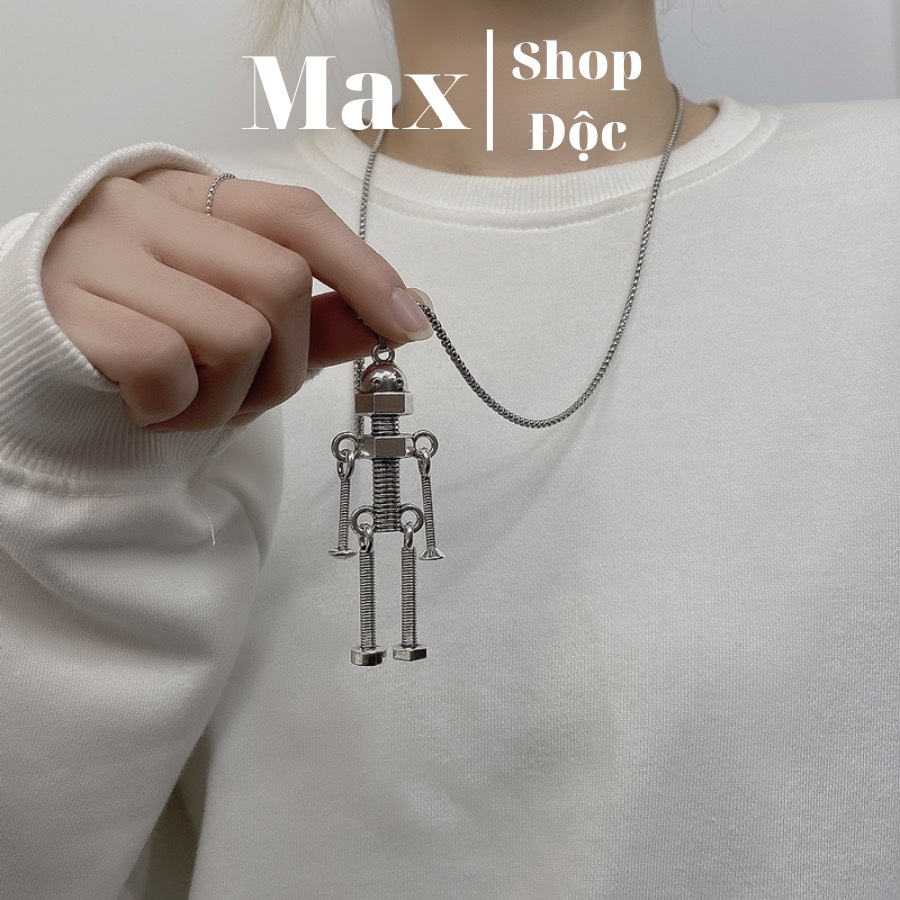 Dây Chuyền Vòng Cổ Nam Nữ Thép Titan Mặt Hình Robot Trẻ Trung Hợp Thời Trang - Maxshopdoc