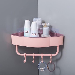 ♥️KỆ GÓC NHÀ TẮM SẮC MÀU có móc treo, dán tường không cần khoan vít