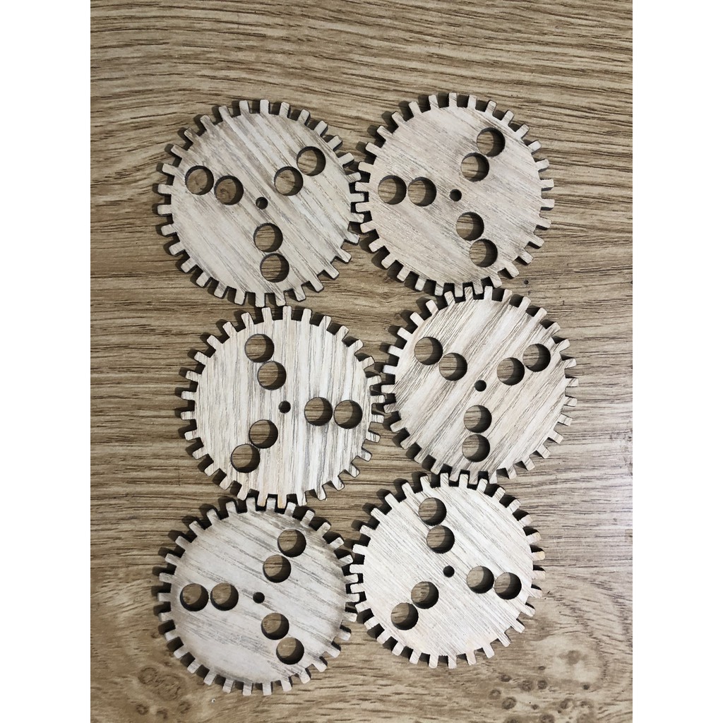 Combo 6 Bánh Răng Bằng Gỗ Hình Răng Cưa Dùng Để Trang Trí, Phụ Kiện Làm Bảng Bận Rộn BusyBoard Mẫu 3