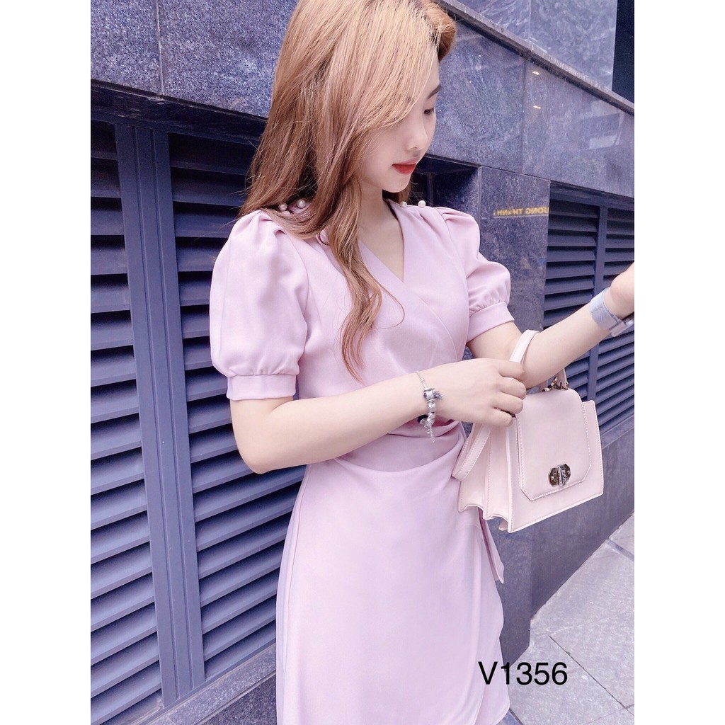 Váy suông hồng nhún eo V1356 - Đẹp Shop DVC - Kèm ảnh thật trải sàn do shop tự chụp | BigBuy360 - bigbuy360.vn