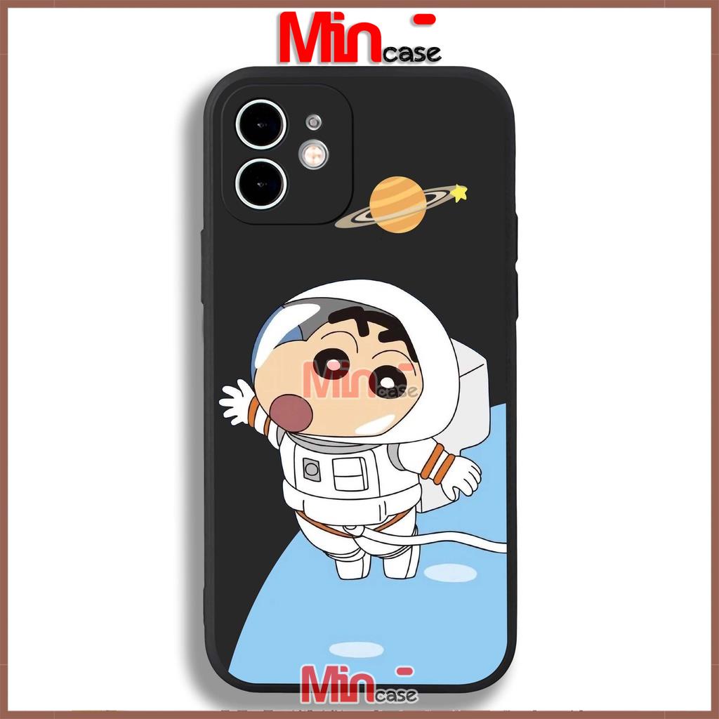 Ốp lưng iPhone Shin phi hành gia cạnh viền vuông silicon mềm dẻo cho iphone 6/6s/7/8/X/XS/11/12/13 Pro Plus Max