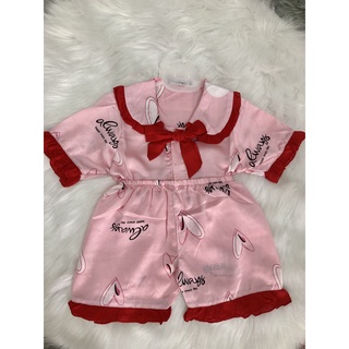 Bộ pijama lụa cộc tay cho bé gái