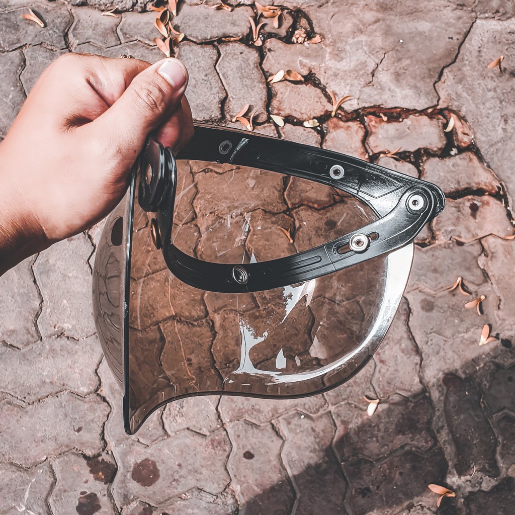 Kính Bubble màu đen siêu đẹp gắn nón 3/4