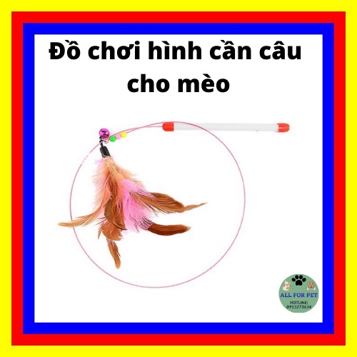 Đồ chơi hình cần câu luyện phản xạ cho mèo có gắn chuông và lông vũ