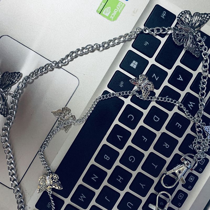 Dây Xích Hai Lớp Gắn Thắt Lưng Trang Trí Hình Bướm Phong Cách Harajuku 22291 Dành Cho Bạn Nam Và Nữ