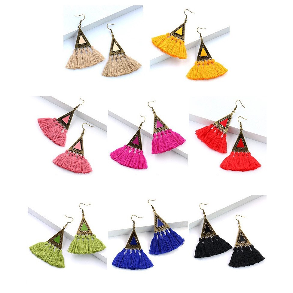 Khuyên tai tua rua bông tai boho thời trang nữ xinh xắn - Mã HT048