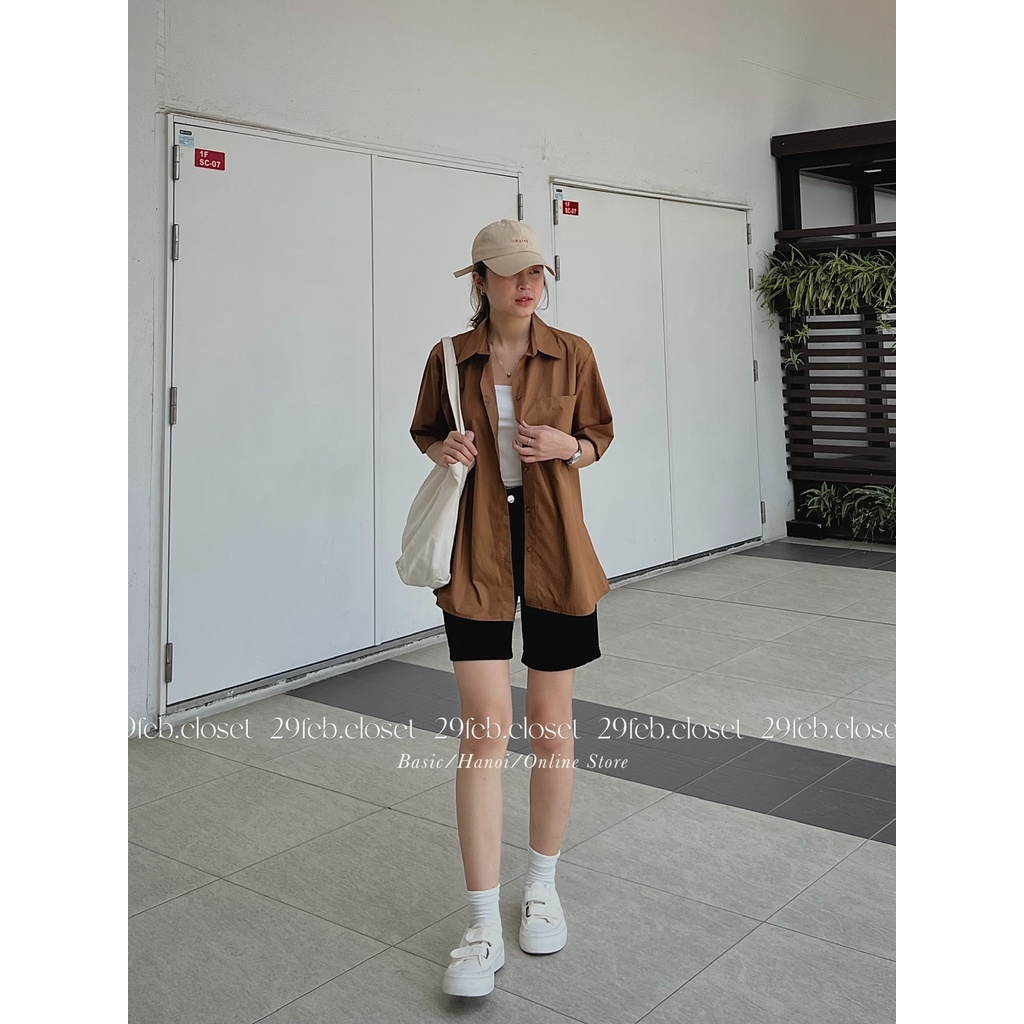 [Ảnh thật/Video] Áo sơ mi thô oversize Cộc Tay nhiều màu  - 29feb.closet - A47